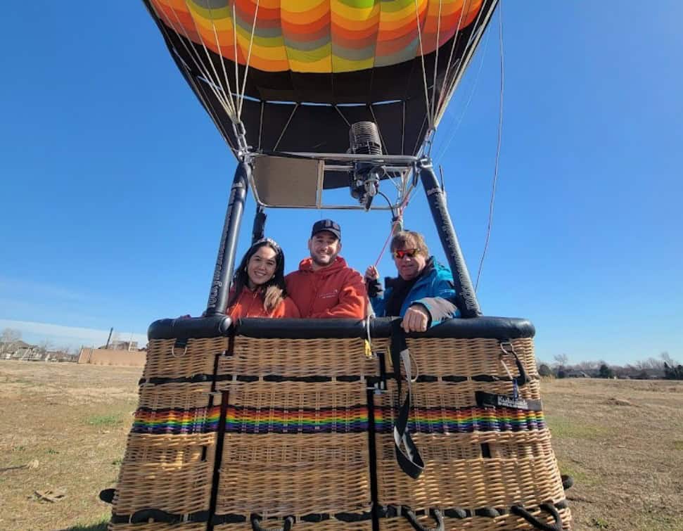 Rocky Mountain Balloon Rides in Longmont CO, view of passengers and pilot in basket