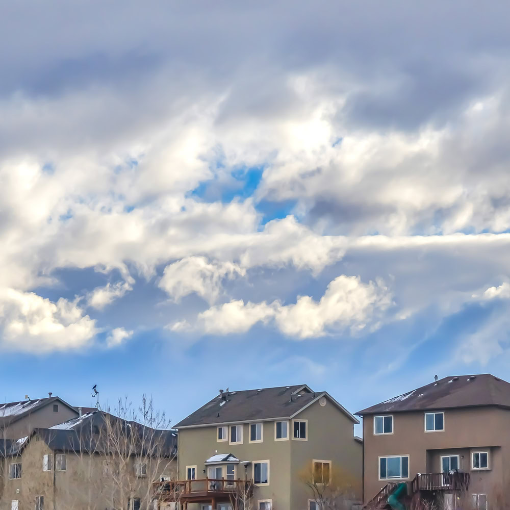 Rocky Mountain Balloon Rides, Frederick Colorado, suburban houses with clouds